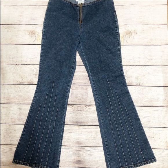 vtg y2k•low rise jeans jordache flared denim with stitch piping - Picture 9 of 10